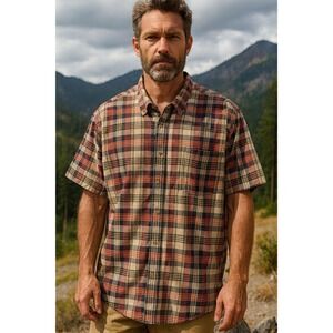 Land's End 1963 Madras Men's Shirt SZ XL Plaid Cotton Breathable Sustainable